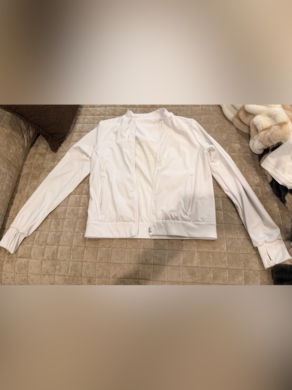 Athleta White reversible Full-Zip Athletic track Jacket
